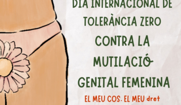 Títol de la jornada amb el subtítol "el meu cos. el meu dret" i a la dreta mig cos d'una noia amb calces i una flor al mig