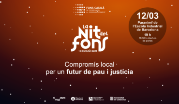 Imatge promocional de La Nit del Fons on apareix el títol de l'esdeveniment i la temàtica de l'acte: Compromís local per un futur de pau i justícia